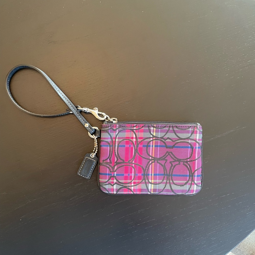 Plaid Coach Wristlet